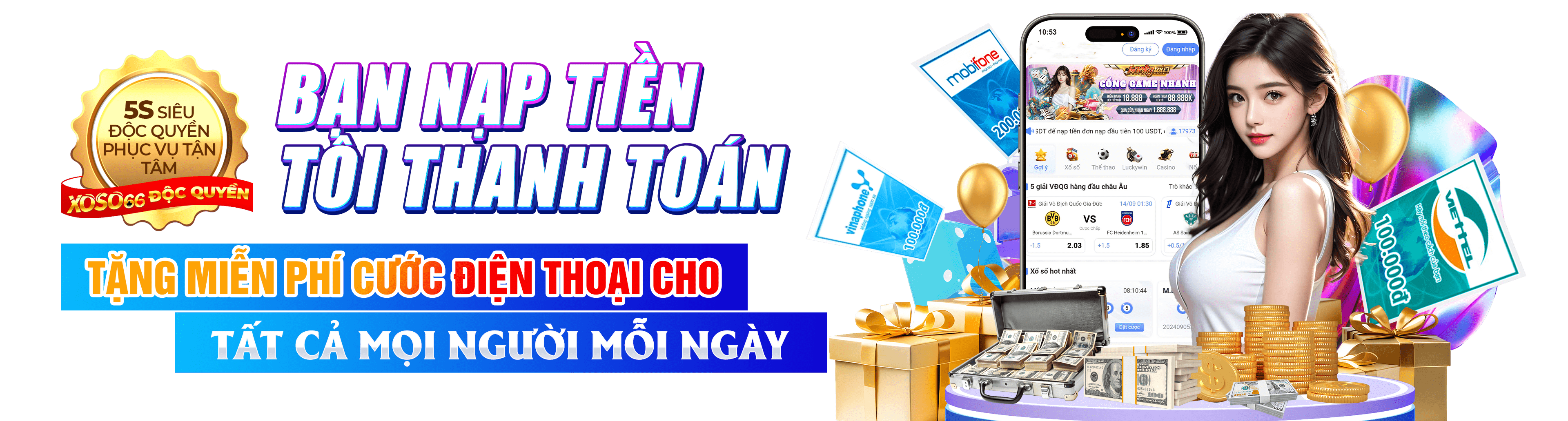 Hình ảnh quảng cáo của vf555 hiển thị nền tảng và các lợi ích